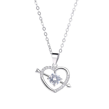Silver Plated American Diamond Studded Heart Themed Anti Tarnish Pendant